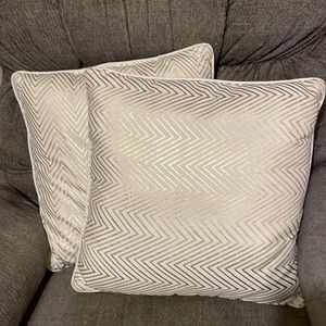 gold and white throw pillows